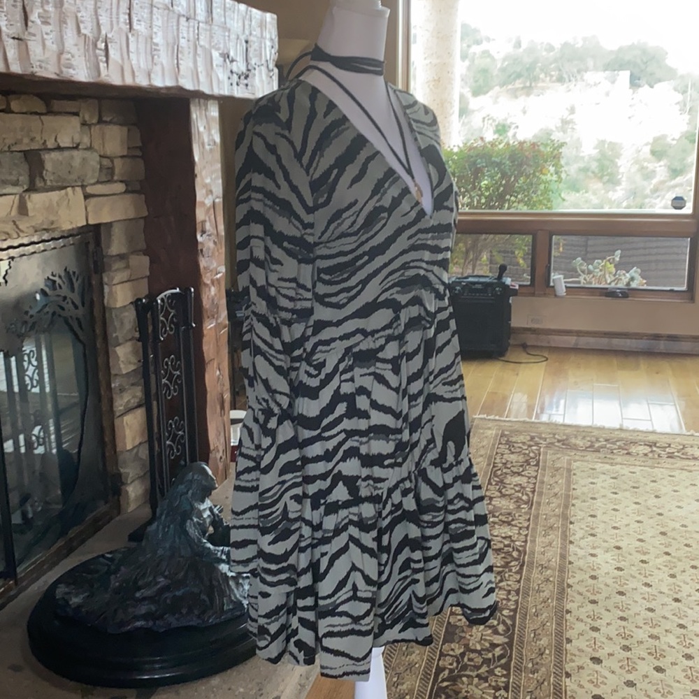 NWOT animal print long sleeve ruffle dress - Picture 10 of 11